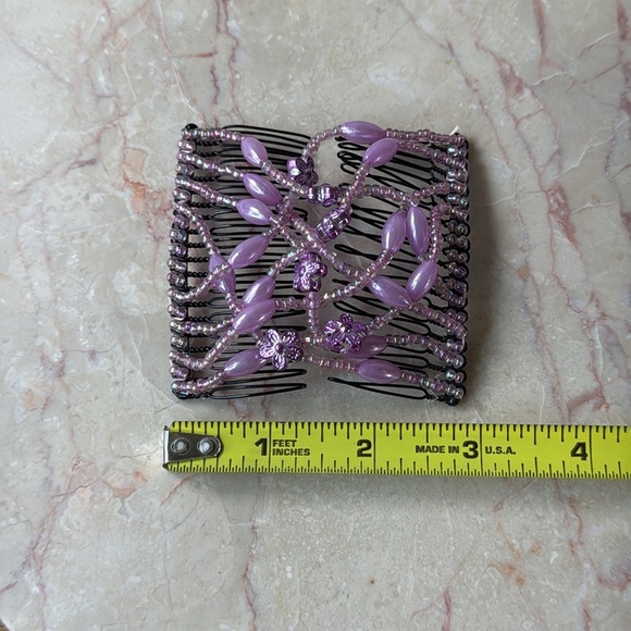 Purple Beaded Hair Clip Comb - Picture 2 of 4